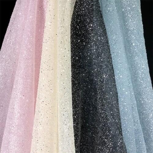 Glitter Mesh Lace Fabric Yellow Pink Light Blue DIY Dress Background Decor Sewing Cloth Material VH141226