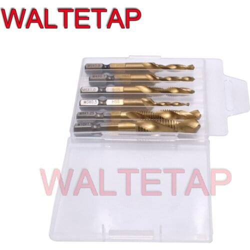 HSS Metric Tap Drill Titanium Plated Hex Shank Screw Thread Tap Drill Bits Screw Machine Compound M3 M4 M5 M6 M8 M10 Hand Tools
