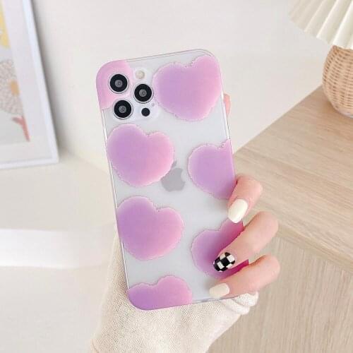 EKONEDA Girls Purple Love Hearts Case For iPhone 11 12 Pro XS Max X XR 7 8 Plus Cases Silicone Soft TPU Protective Back Cover