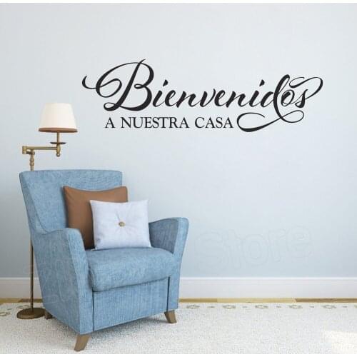 Welcome to our Home Vinyl Wall Sticker Spanish Quote Front door Entry Decoration Decal Living Room Home Decor Stickers D071