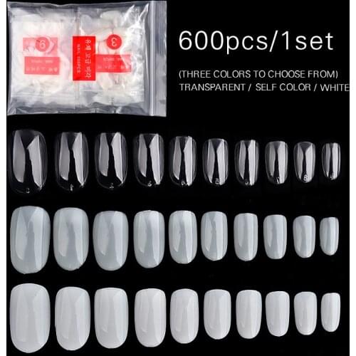 Acrylic Fake Nail False Style Fake Nail DIY Art Tips10 Sizes Full Round Full Cover Nail 600 Pcs Full Round Cover Manicure Tools