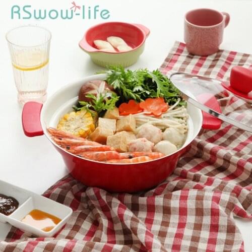Japanese style 27cm ceramic pot Large capacity red non-stick soup pot cooking pot for kitchen cookware
