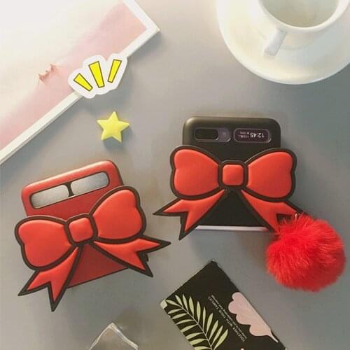 Classic Red and Black Bow Girl Heart Cover for Samsung Galaxy Z Flip Cover Girlfriend Birthday Gift for Samsung Galaxy Z Flip