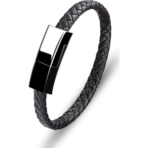 Usb Bracelet Charger Leather Braided Bracelet Usb Charging Cable For Iphone Android Mobile Phone Gift New design