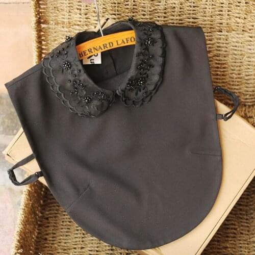 Lace collar black white chiffon retro fungus wild exaggerated bow shirt tie false blouse lattice organza half saving fake collar