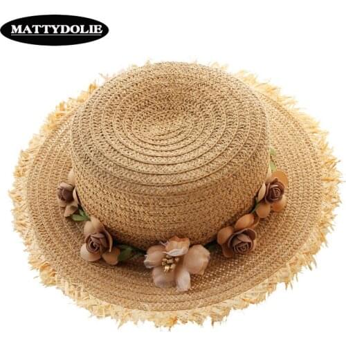 MATTYDLIE Summer hat wide side wreath straw hat woman child hat beach flat top sun hat