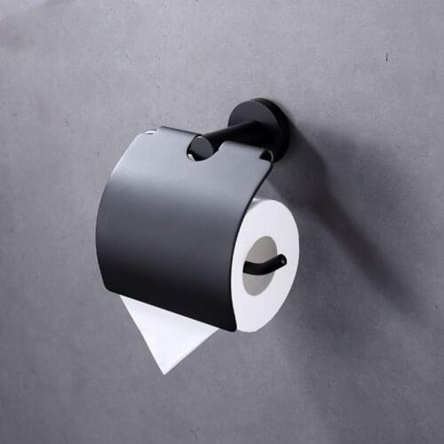 Matt Black Toilet Paper Roll Holder Toilet Tissue Holder SUS 304 Stainless Steel Modern Round Style Wall Mount