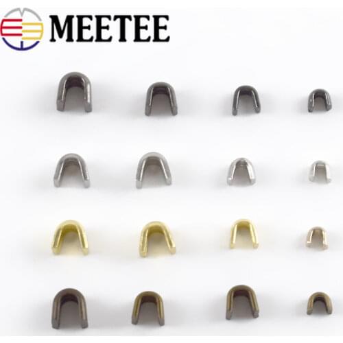 Meetee 20/50pcs Brass U Style Zipper Stopper Non-slip for 3# 5# 8# 10# For Metal Nylon Resin Zippers Repair Crafts Accessories