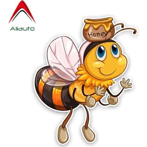 Aliauto Funny Car Sticker Bees Top The Honey Jar Personality Decal Accessories PVC for Volkswagen Polo Ford BMW Audi.19CM*16CM