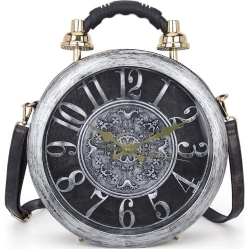 Novelty Bags Women Vintage Clock Shape Sholulder Clutch Can Be Home Decoration Item As Well