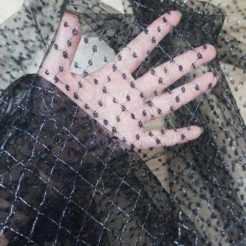 New gold and silver thread jacquard mesh cloth diamond lattice lace fabric DIY womens clothing cloth decoration