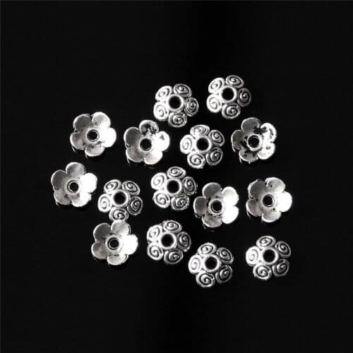Wholesale 50Pcs Tibetan Ancient Silver Flowers Bead Caps 10mm DIY Handmade Making Jewelry Accessories Charm Necklace Finding