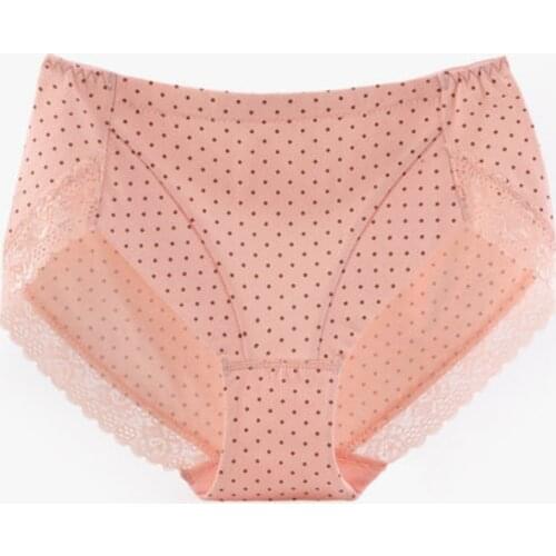 RUIN Women Cotton panties high waist briefs comfort breathable ladies panties cute dot underwear