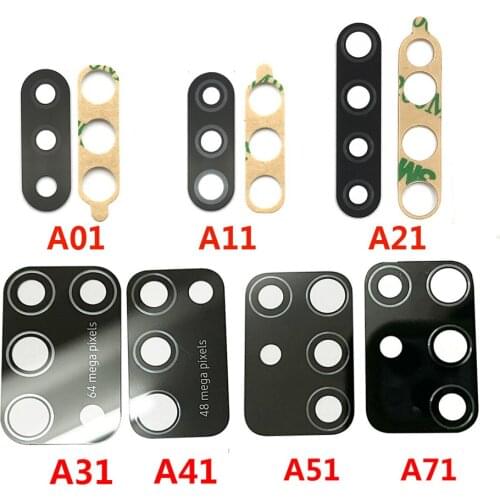 2Pcs Glass Camera Lens With Glue For Samsung A21S A30S A50S A70S A01 A11 A31 A41 A51 A71 M21 S20 Plus S20 Ultra Note 10 Lite