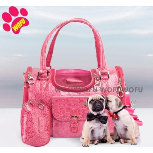 WOFUWOFU Pet Carrier Bag Cat Bed Rabbit Handbag Airline Approved PU Leather for Outdoor Travel Walking Hiking