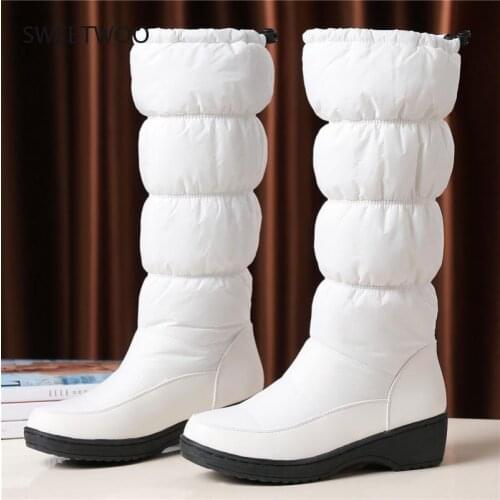 3 Colors Warm Down womens Snow Boots thick fur plush mid calf boots women white black ladies cotton Space boots female