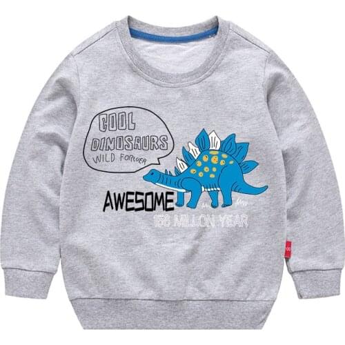 Children Sweatshirts Autumn New Boys Fashion Cartoon Dinosaur Long Sleeve O-Neck Pollver Top Hoodies Kids Clothes