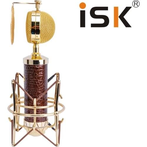 Top quality ISK RM-18 pure gold-plated large sound head Condenser microphone use for Studio stage performances PC recording