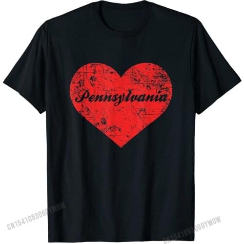 I Love Pennsylvania Heart Shirt, State Pride Gift Men Prevailing Casual Tees Cotton Top T-shirts Fitness Tight
