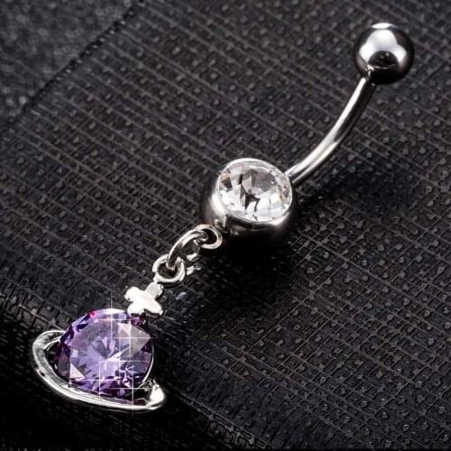 New Fashion Women Body Jewelry Dangle Round Zircon Belly Button Rings Women Surgical Steel Navel Piercing Brand Body Jewelry