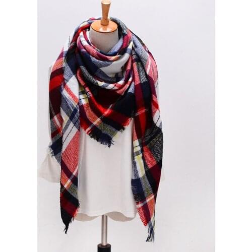Winter Triangle Scarf For Women Brand Designer Shawl Cashmere Plaid Scarves Blanket Wholesale Dropshipping TKS027-style 5