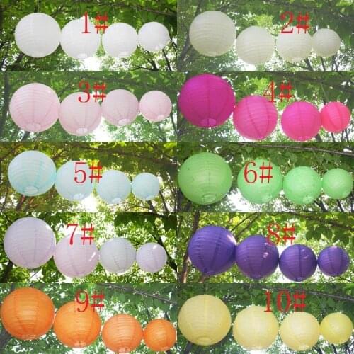 10pcs 10" Round Paper Lanterns Lamp Shade Wedding Birthday Party -10 Colours