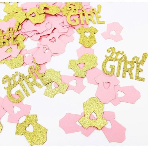 100pcs Baby Shower Decorations Its A Boy Girl Confetti Gender Reveal Party Supplies DIY Glitter Confetti Paper Pink Table Decor