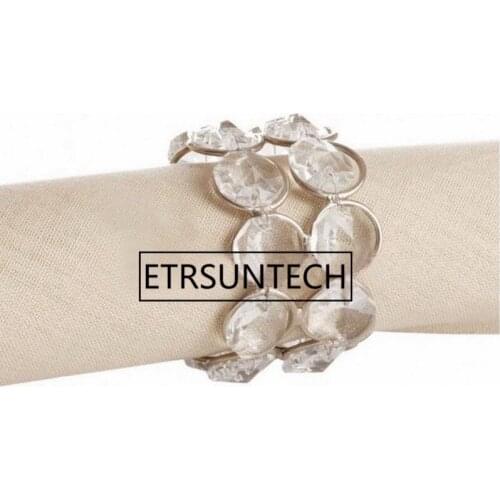 100pcs/lot Bling Crystal Beaded Napkin Rings Silver Colour Napkin Holder Wedding Party Table Decoration Home Decor