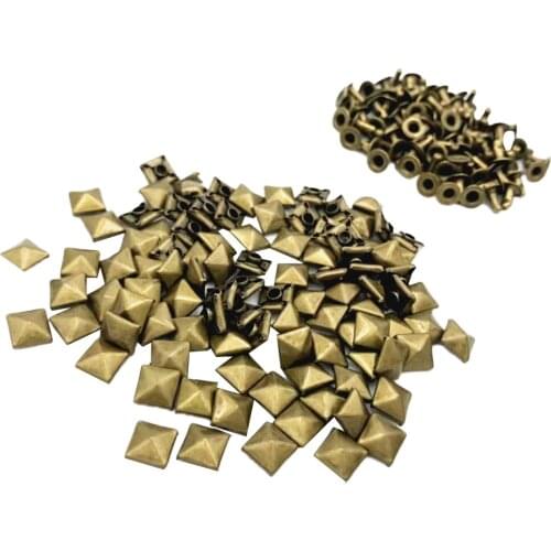 100pcs Metal Square Pyramid Rivet Studs For Leather Crafts Clothes Shoes Bags Decorative