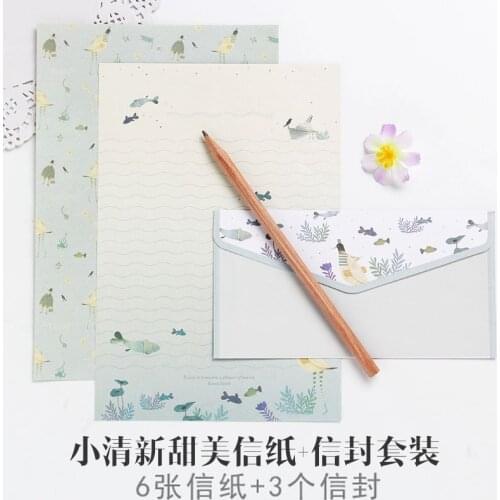 2 Set/18pcs Flower Printing Envelope And Letter Paper Lovely Writing Stationery Envelopes Kit School Stationery For School