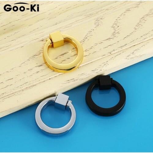5 Pcs Gold/Matte Black/Polished Chrome Wardrobe Drawer Knobs Cupboard Cabinet Pulls Ring Cabinet Handle for Furniture Hardware