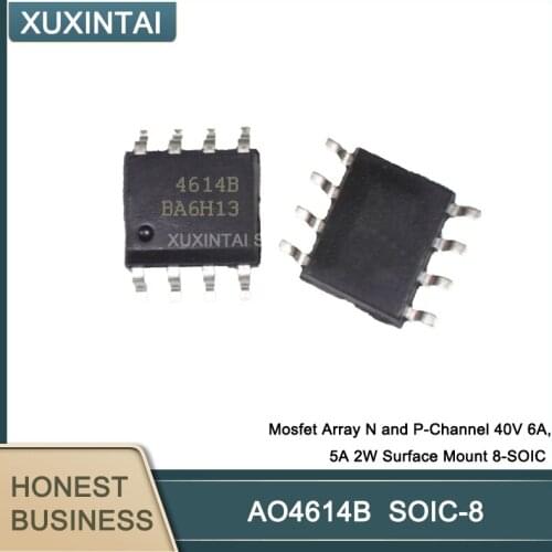 50Pcs/Lot AO4614B AO4614 Mosfet Array N and P-Channel 40V 6A, 5A 2W Surface Mount 8-SOIC
