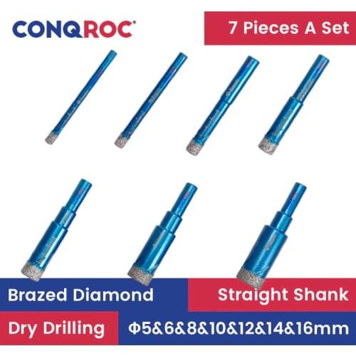 7pcs Dry Vacuum Brazed Diamond Drilling Core Drill Bits Set Ceramic Tile Hole Saw Granite Glass Marble High Quality Drill Bits