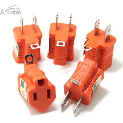 Ancable 5-PACK 3-Prong to 2-Prong Polarized Grounding AC Power Plug Adapter