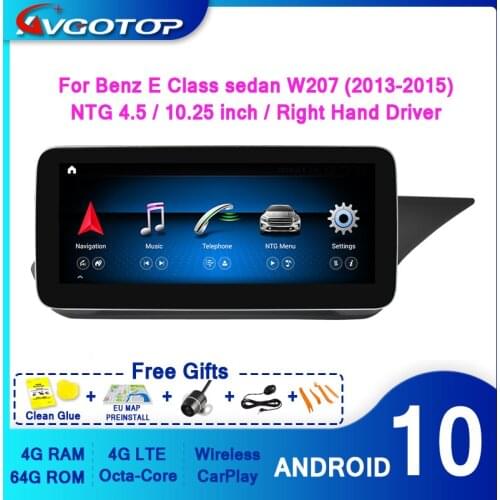 AVGOTOP Big screen Android 10 GPS Car Radio DVD Player for MERCEDES-BENZ E-Class SEDAN W212 2013-2015 (NTG4.5)