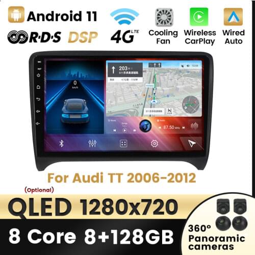 IPS HD 1280*720 Android 11 Car GPS Navigation DVD Multimedia Player For Audi TT MK2 8J 2006 - 2014 BT Stereo Player Carplay AUTO