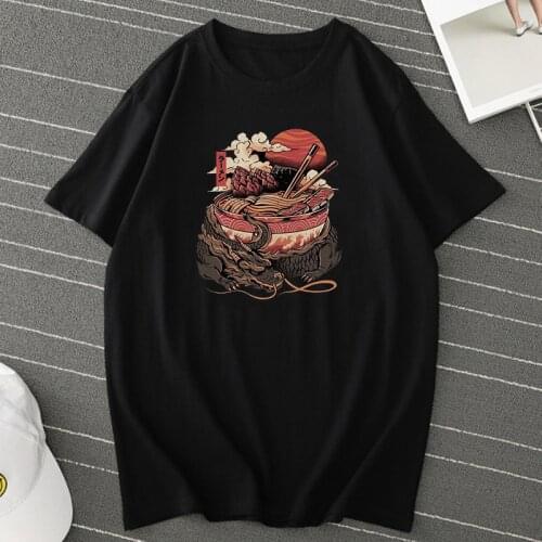 Streetwear T Shirt Unisex Pampling Ramen Dragon Tee Tops Women Oversized T Shirts Casual Japanese Tee Tops Men Streetwear Tshirt
