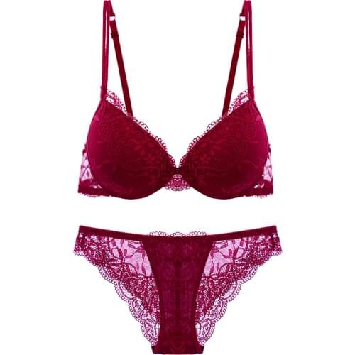 Vogue Secret new lace bra brief set push up bra sexy lingerie embroidery girl women underwear panties set floral underwire big