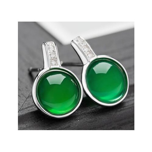 Natural Green gem Gems 925 Sterling Marcasite jewelry Style EARRING for women jewelry gem/stone/coral/opal Marcasite