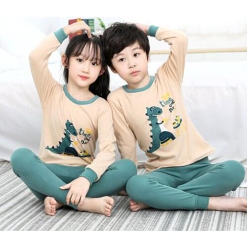 New Infant Baby Girls Pajamas Sets For 2-13Y Winter Full Sleeve Boys Clothes Tshirts+Pants Pyjamas Nightwear Kids Sleepwear Suit