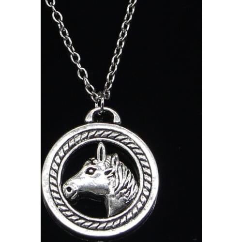 New Fashion Necklace 25mm circle horse head Pendants Short Long Women Men Colar Gift Jewelry Choker