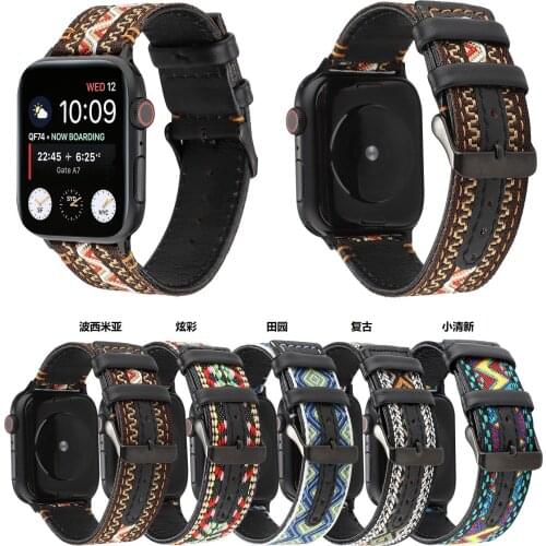 New 2020 for apple 5 4 3 2 watch Folk Leather Straps for iwatch series 5 4 3 se 638mm 40mm 42mm 44 mm wristband belt bracelet