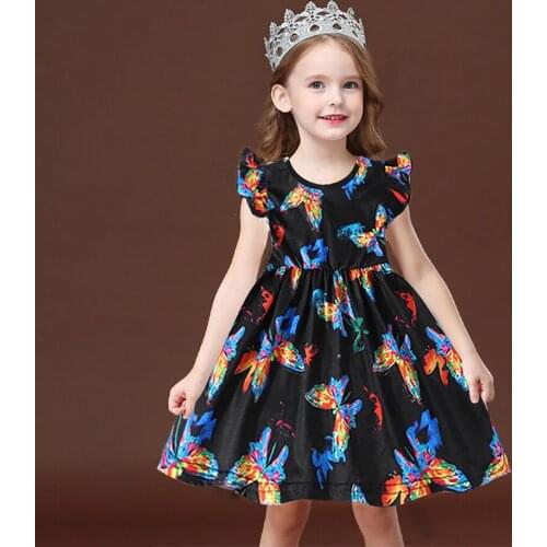 LUCKKIDS Girls Floral Dresses 2021 New Fashion Sweet Kids Flowers Costumes Sleeveless Vestidos Toddler Clothing Dinosaur