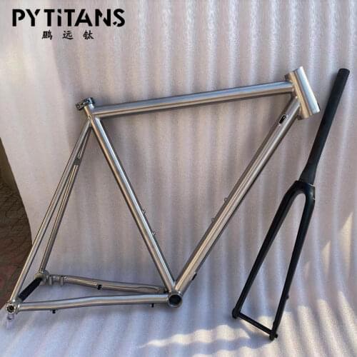 Titanium Alloy Road Bike Frame Flat Mount Disc Brake Classic Traditional Geometry with Internal Cable Sandblasted By PYTITANS