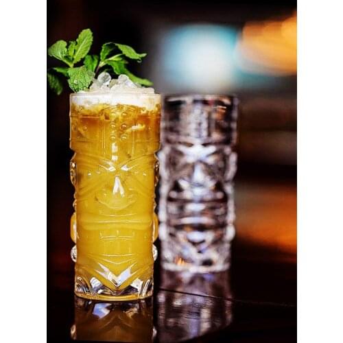 Retro Grimace Kalu Hawaii Tiki Cup Cocktail Glasses Wine Glass Totems Statue Beer Juice Club Bar Bicchieri Vetro Copo Long Drink