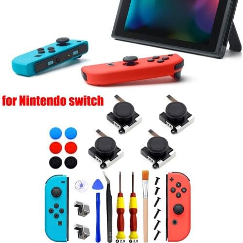 Replacement 3D Analog Thumb Sticks Grips Metal Buckles Sensor Repair Tools for Nintendo Switch Joysticks Repair Tools