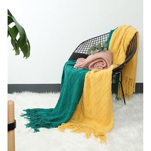 Warm Knitted Blankets for Bed Winter Sofa Cover Bedspread Anti-pilling Soft Blanket Solid Color Embossed Blanket Nordic Decor