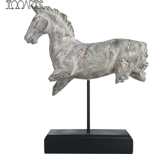 Tooarts Incomplete Horse Sculpture Imitate Stone Carving Resin Sculpture Vintage Crafts Art Decoration Room Porch Decoration