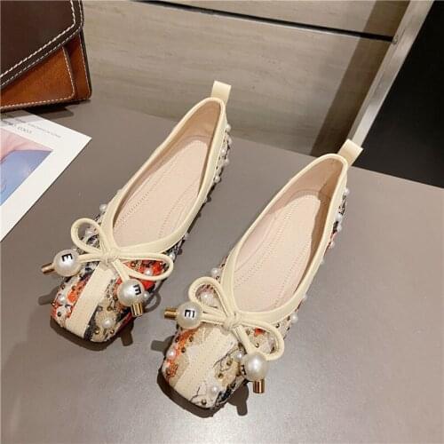 Womens Shoes Spring/summer Fashion Square Toe Bowknot Flat Single Shoes Black Women Loafers Slip On Soft Bottom Flats