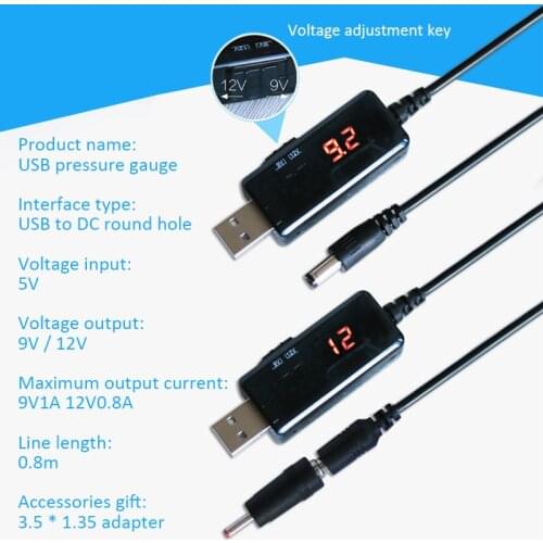 USB Boost Converter USB Step Up Wire DC 5V to 9V 12V USB Step-up Converter Cable Free 3.5x1.35mm Connecter For Charger/Power Con